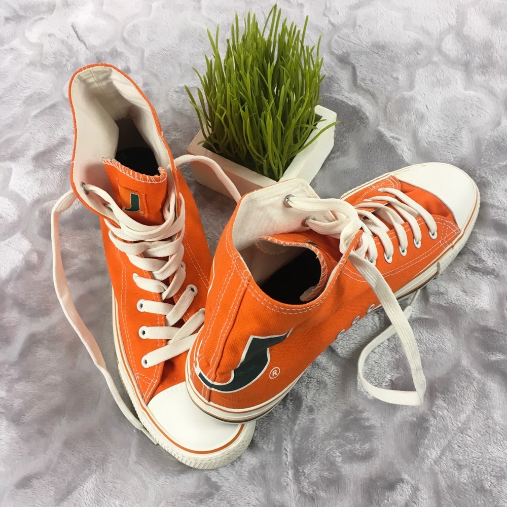 University of Miami Hi Top Sneakers Shoes   (Men’s Size 12 ) (Women’s Size 13.5)